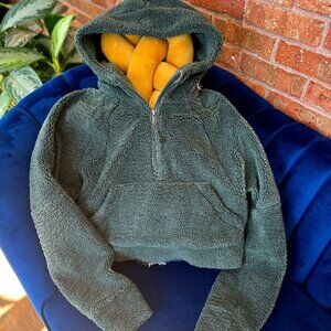 Lululemon Scuba Oversized Half Zip Fleece Hoodie (Smoked Spruce) - size XS/S